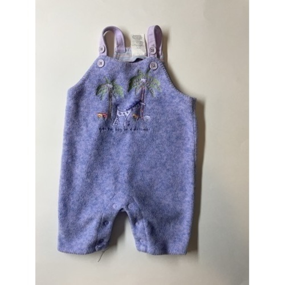 VTG Carter's Lavender Purple Giraffe John Lennon Fleece Overalls 3-6M. Indonesia